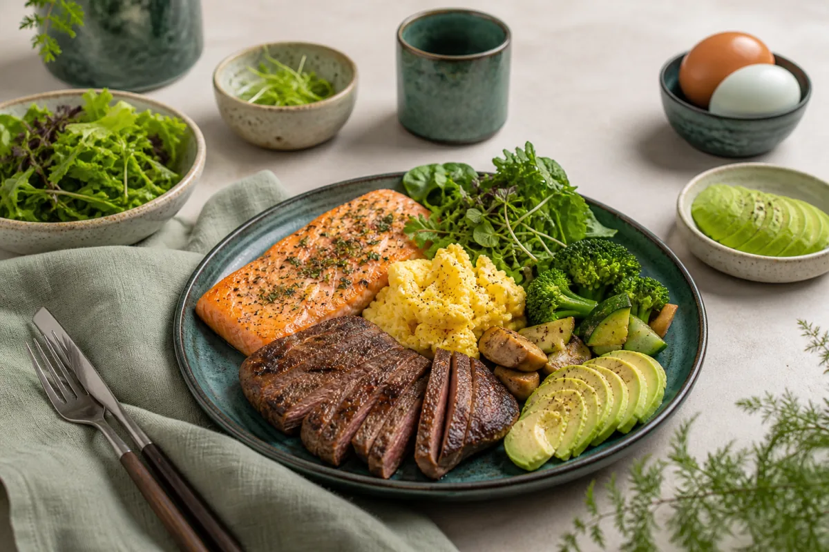 Atkins Diet Hero Halal Beef Salmon Eggs Avocado.