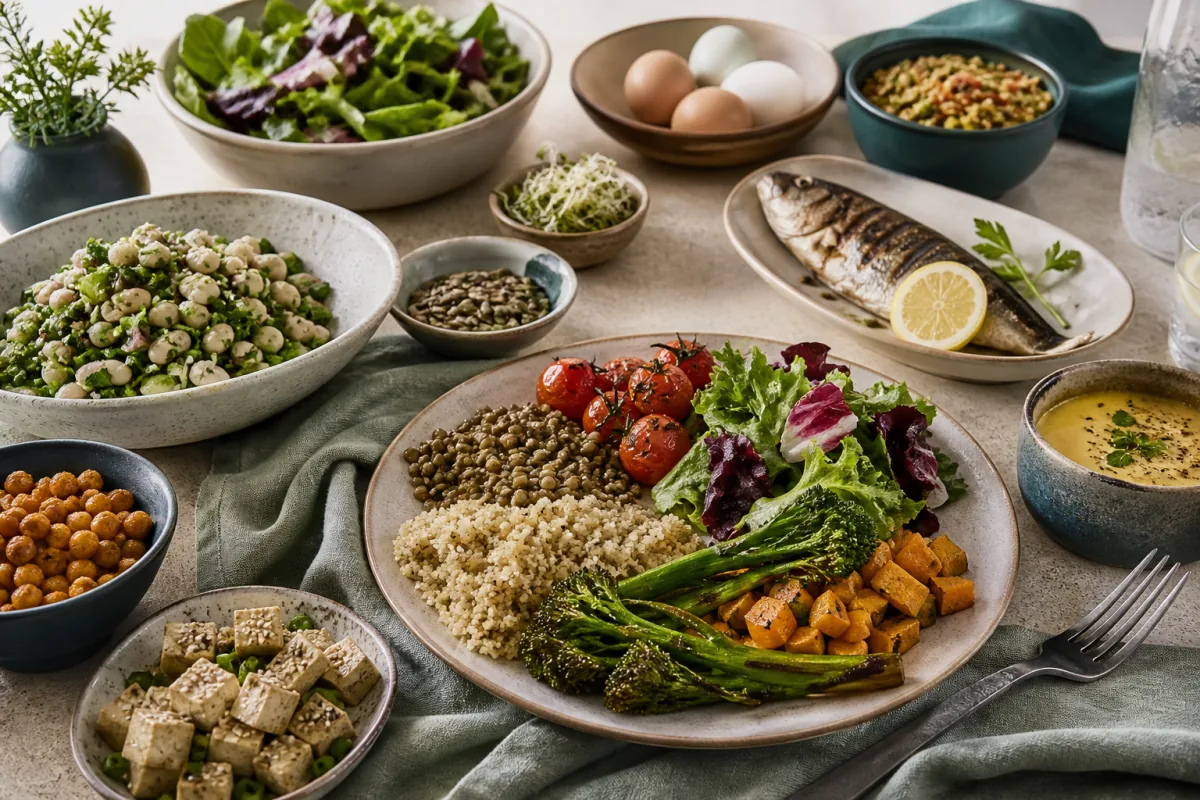 Flexitarian Diet Hero Vegetables Legumes Fish.