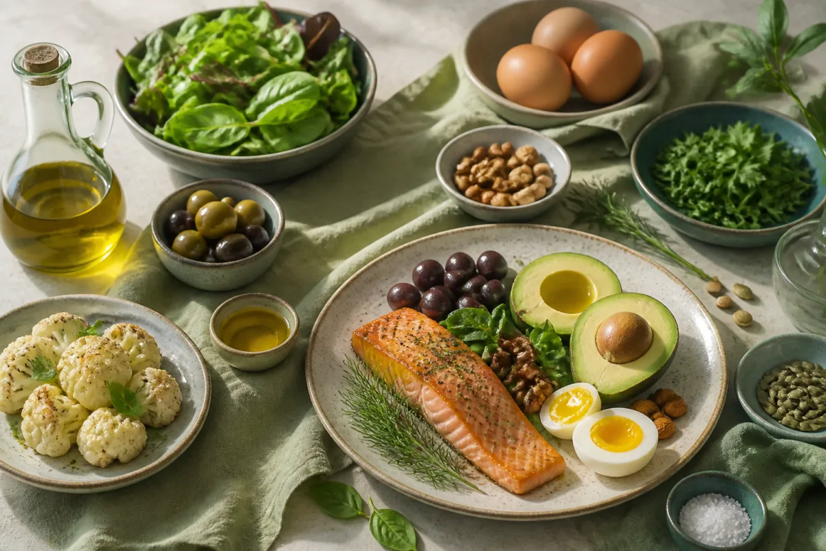 Mediterranean Keto Hero Salmon Eggs Avocado Olives.