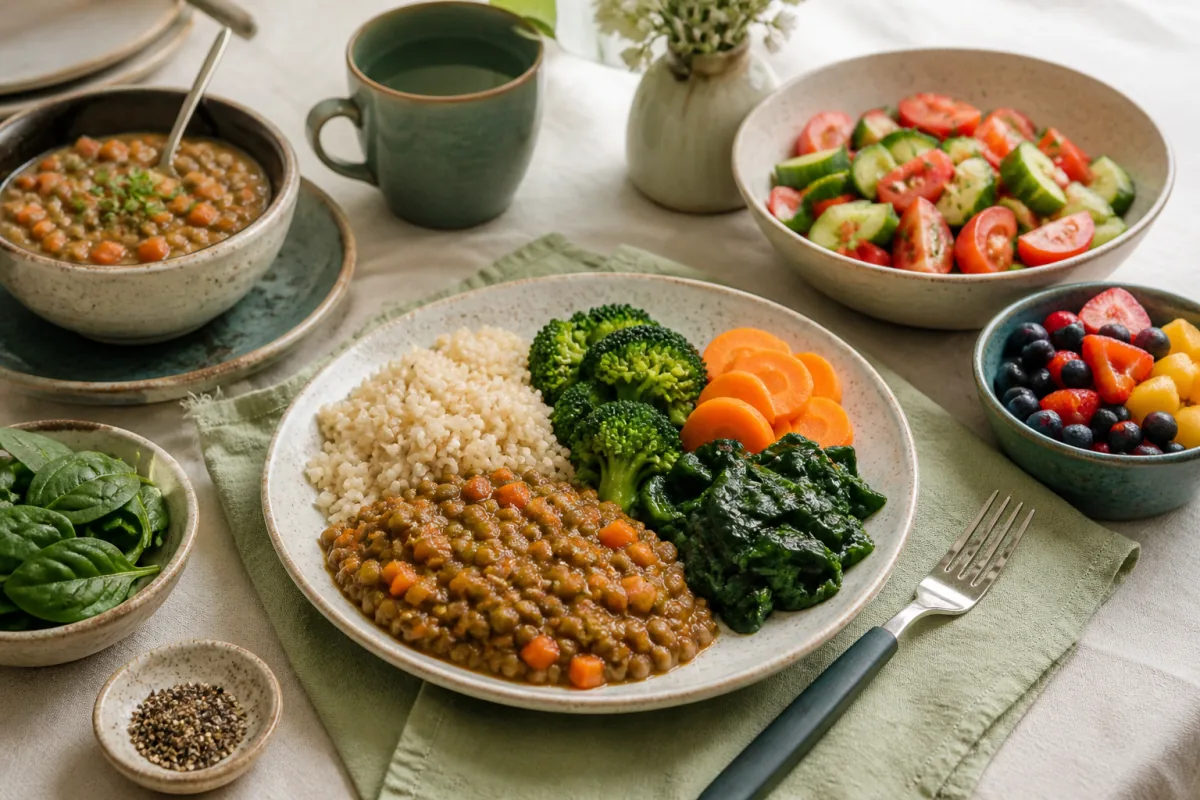 Ornish Diet Hero Lentils Rice Vegetables Fruit.