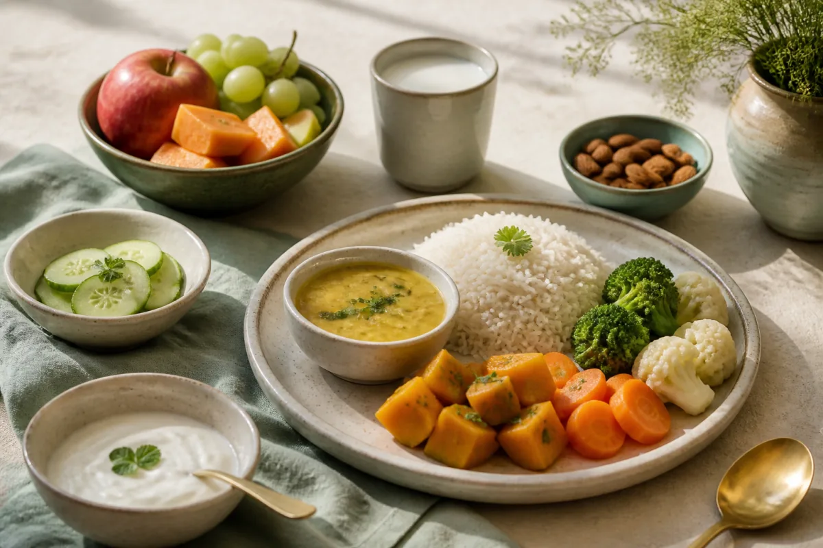 Sattvic Diet Hero Mung Dal Rice Vegetables.