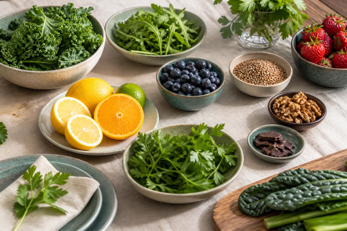 Sirtfood Diet Hero Kale Berries Buckwheat Walnuts.