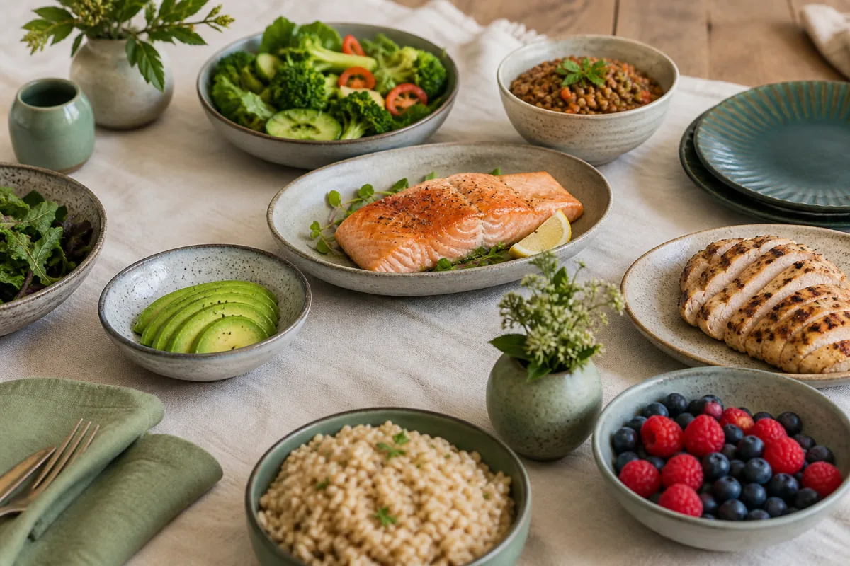 Zone Diet Hero Salmon Lentils Barley Vegetables.