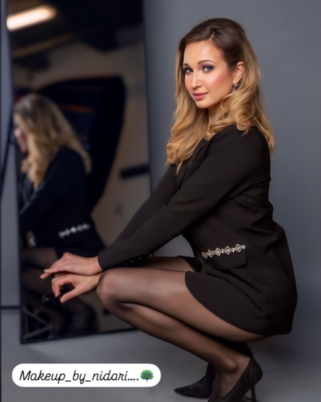 Modern fashion glam in a black blazer dress by Makeup by Nidari